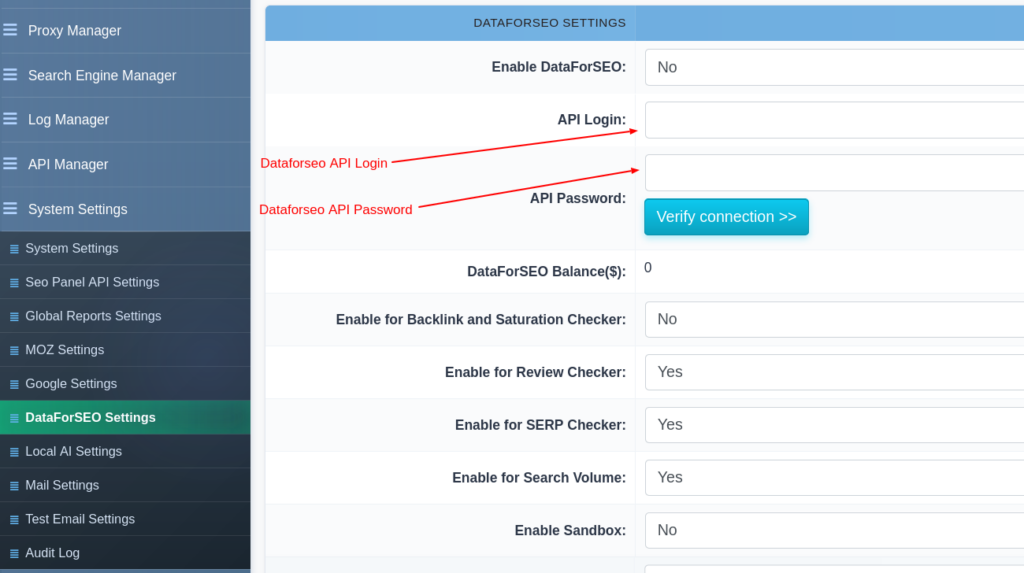 seo panel dataforseo integration